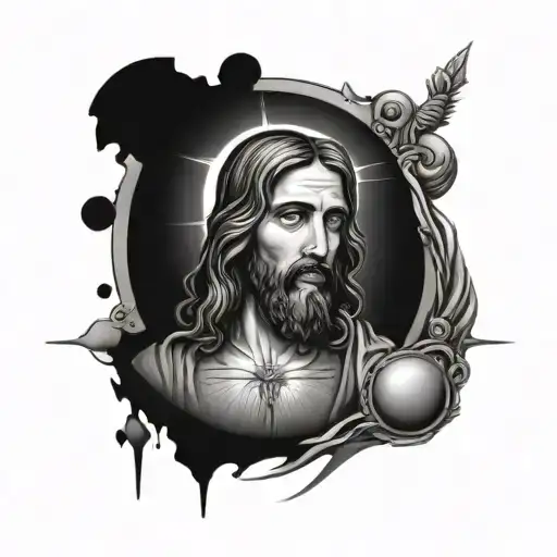 jesus with pendulum tattoo design idea