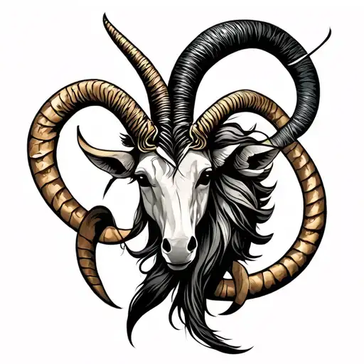 capricorn sign intertwined with aries sign incorporated tattoo design idea