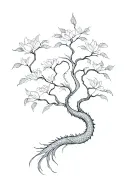 dragon flower tree tattoo design idea