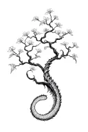 dragon flower tree tattoo design idea