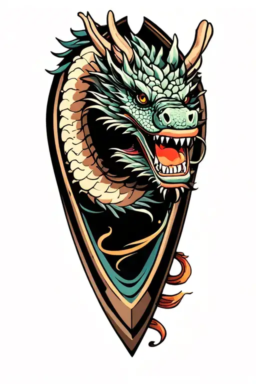 dragon boat inside representing the client's strength and smiling tattoo design idea