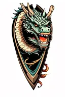 dragon boat inside representing the client's strength and smiling tattoo design idea
