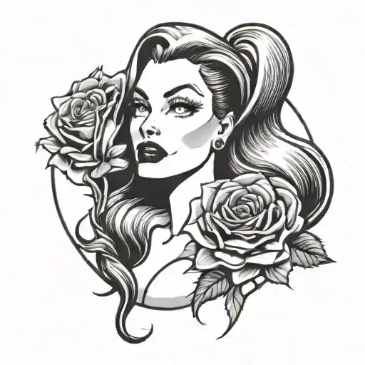 jessica rabbit with a red rose in the place of his head tattoo design idea