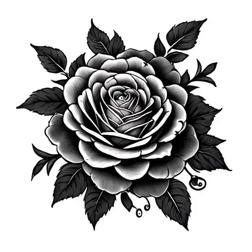 Mandala and Roses dark for cover tradi japanese style tattoo design idea