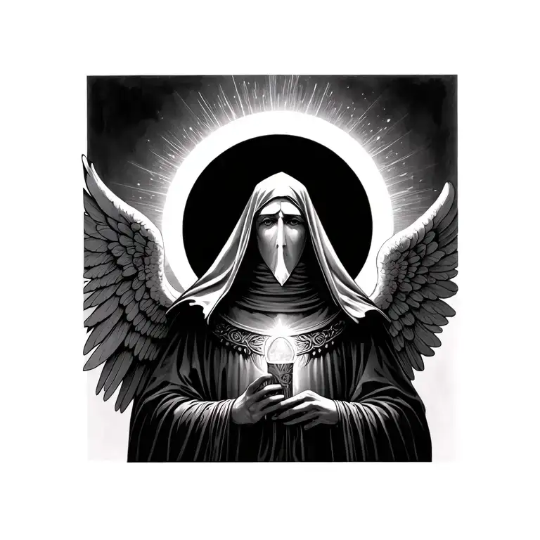 Kkk with a halo and angel linked to the last K tattoo design idea