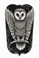 barn owl, wings spread, tattoo design idea