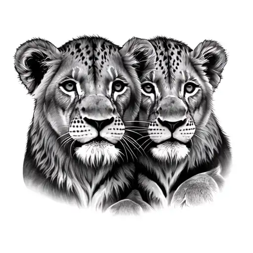 3 Lion Cubs tattoo design idea
