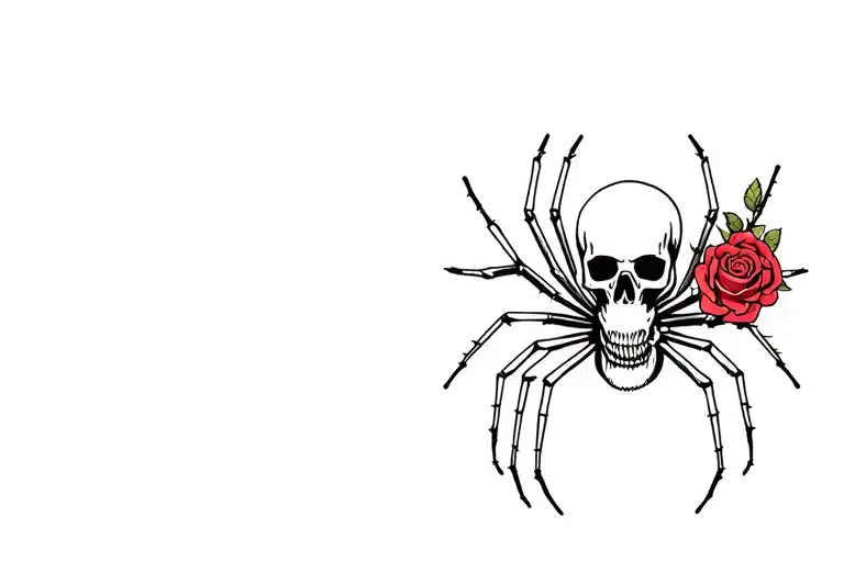 A spider but it's body is a skull with roses tattoo design idea