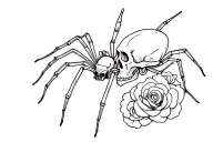 A spider but it's body is a skull with roses tattoo design idea
