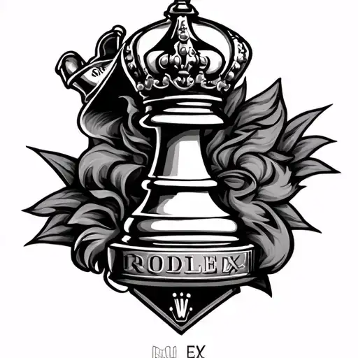 king chess piece with rolex logo tattoo design idea