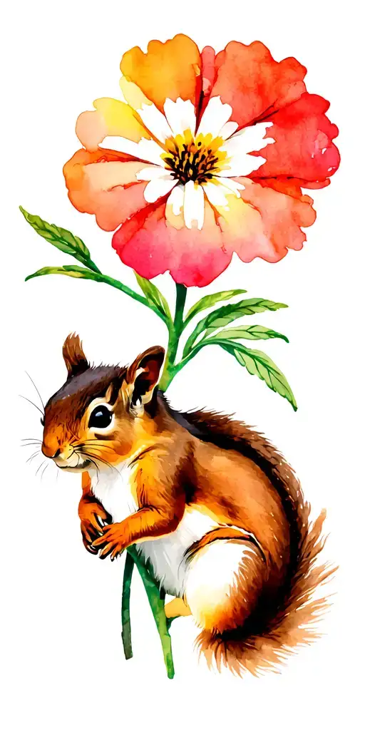 TN wildflower with squirrel and travel theme  tattoo design idea