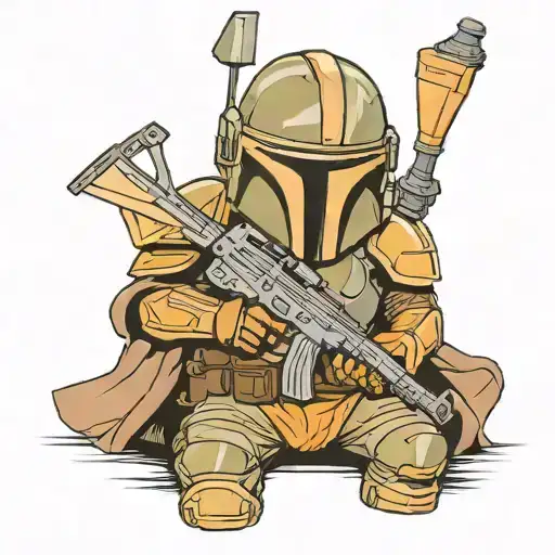 mandalorian with an ak47 tattoo design idea