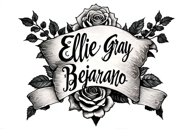"Ellie gray Bejarano " roses blooming banner tattoo tattoo design idea