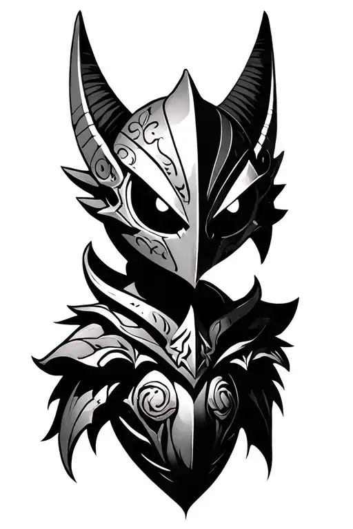 legend of Zelda majoras mask minimalistic black and white tattoo design idea