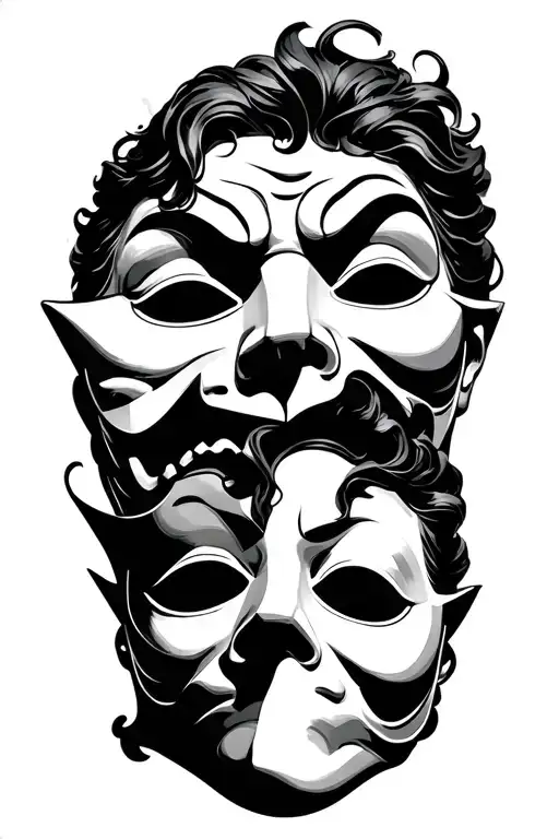 drama masks tragedy and comedy tattoo design idea