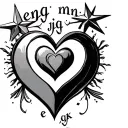 "Initials e jp m j g k" heart with star tattoo design idea