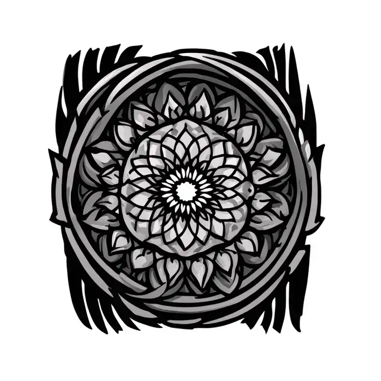 solid black sharp mandala patterns plate gauntlet bracer wrist armor tattoo design idea