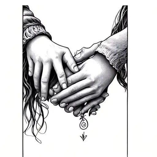 mother daughter holding hands tattoo design idea