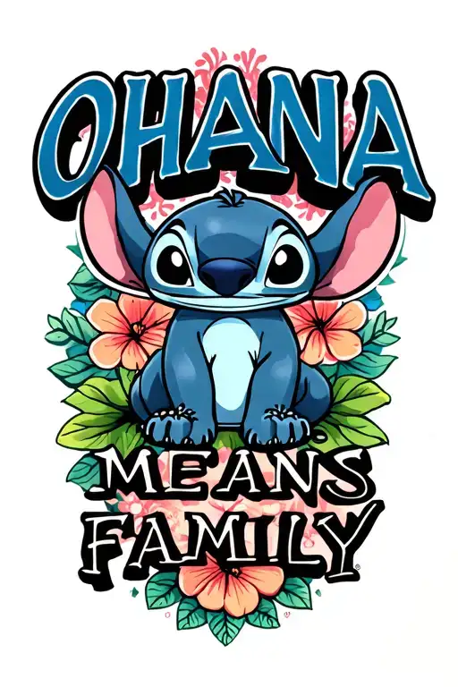 "OHANA MEANS FAMILY " "OHANA MEANS FAMILY " Disneys Stich animation "Lilu and Stich" tattoo design idea