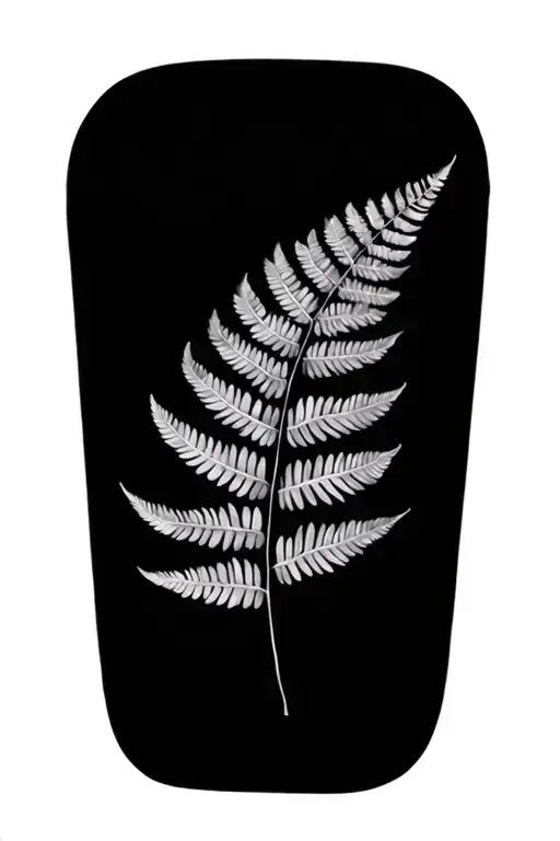 black and grey fern leaf tattoo design idea