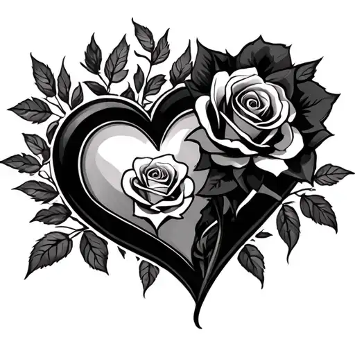 "Roy" roses entwined hearts one heart tattoo design idea