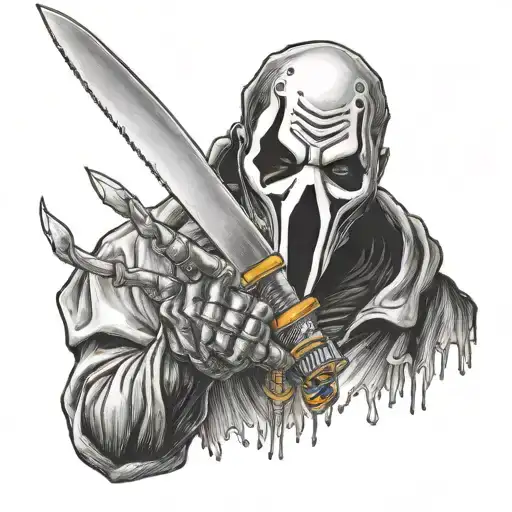 ghostface holding a knife tattoo design idea