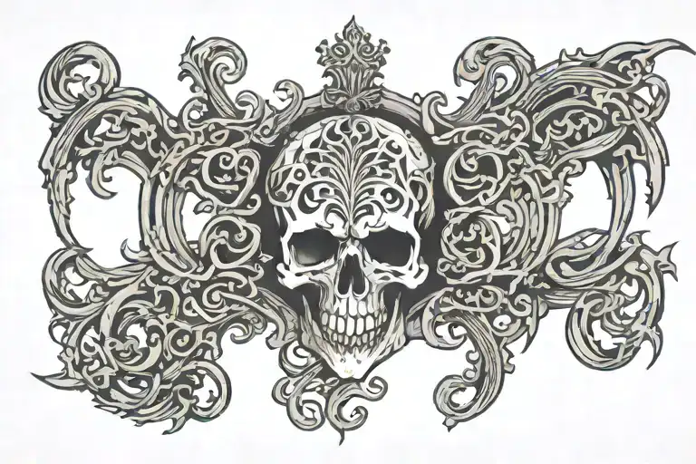Opeth logo with skull tattoo design idea