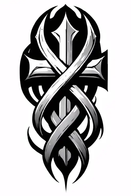 cybersigilism tattoo with a cross intertwined tattoo design idea