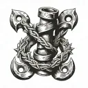 3 railroad spikes Barbed wire wrapped tattoo design idea