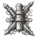 3 railroad spikes Barbed wire wrapped tattoo design idea