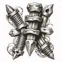 3 railroad spikes Barbed wire wrapped tattoo design idea