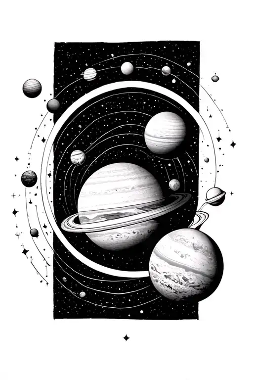 solar system planets tattoo design idea