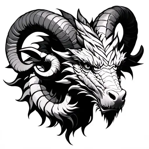 dragon and ram head tattoo design idea