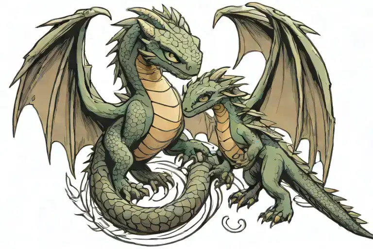 Paired tattoo from the cartoon how to train a dragon tattoo design idea