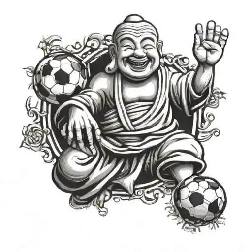 goofy soccer budda tattoo design idea