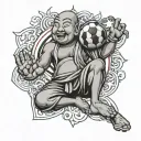 goofy soccer budda tattoo design idea