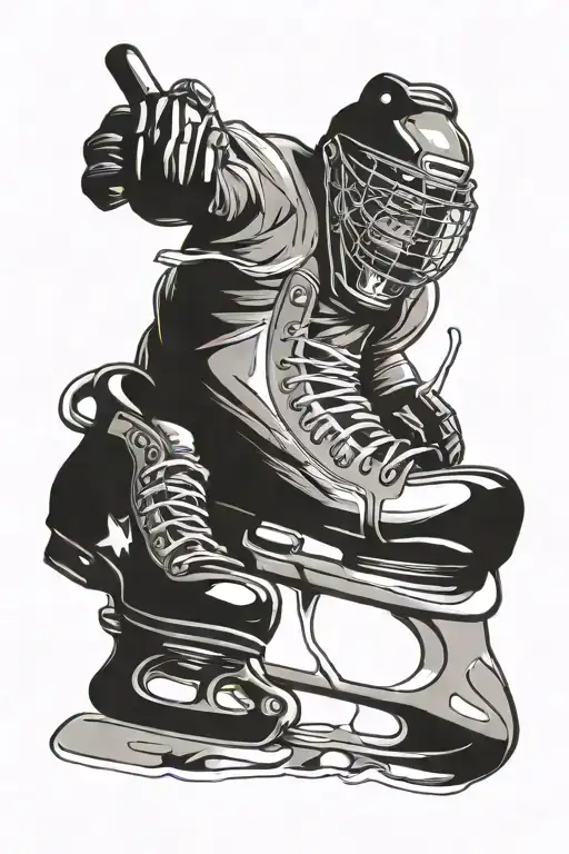 Hockey ghost sharpening ice skates  tattoo design idea