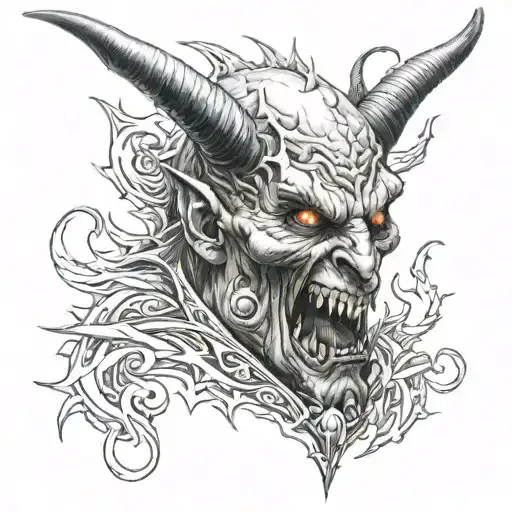 demonic face biblically accurate tattoo design idea