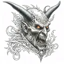 demonic face biblically accurate tattoo design idea