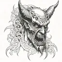 demonic face biblically accurate tattoo design idea