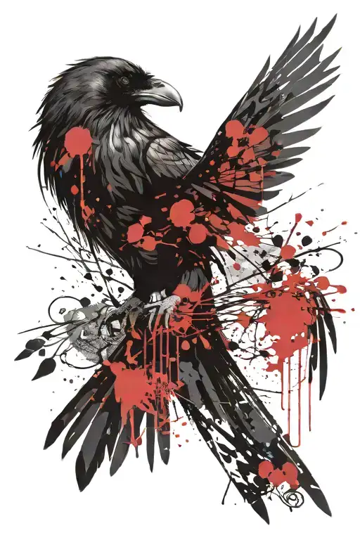 a raven with outstretched wings tattoo design idea