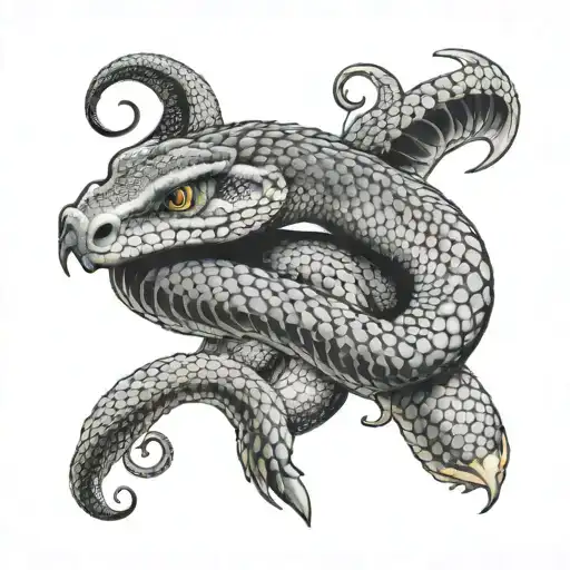 hognose snake with vegeta hair surrounded tattoo design idea