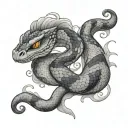 hognose snake with vegeta hair surrounded tattoo design idea