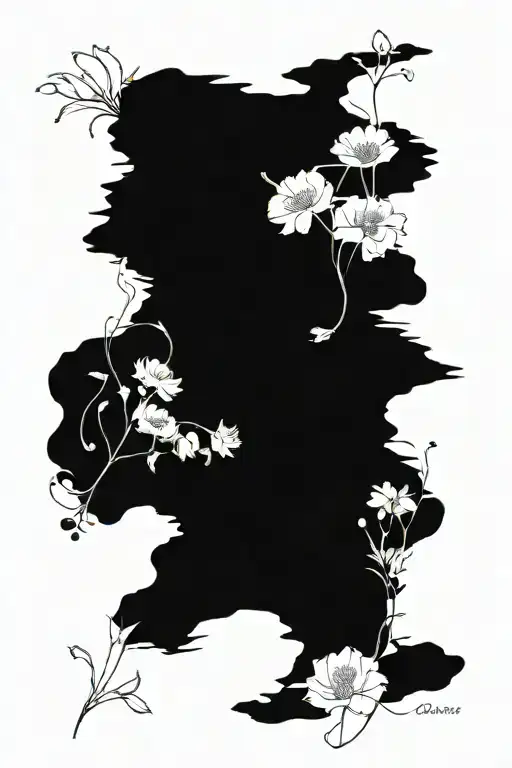 Design a floral tattoo with thistle, roses, cornflowers, shamrock flowers, dafodil  and lily of the valley tattoo design idea