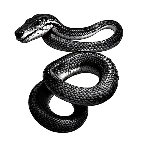 snake with 3/4 female face tattoo design idea