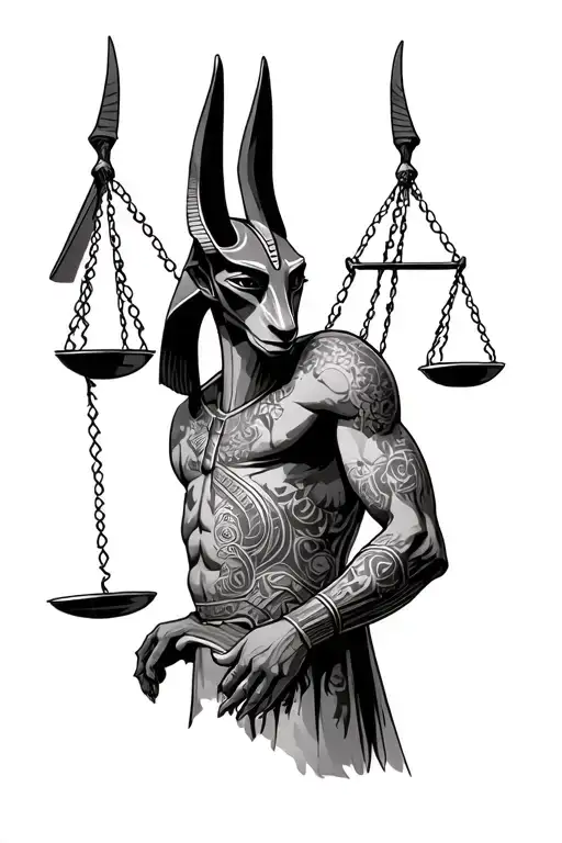 Anubis holding a scale tattoo design idea