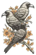 Two crows tattoo design idea