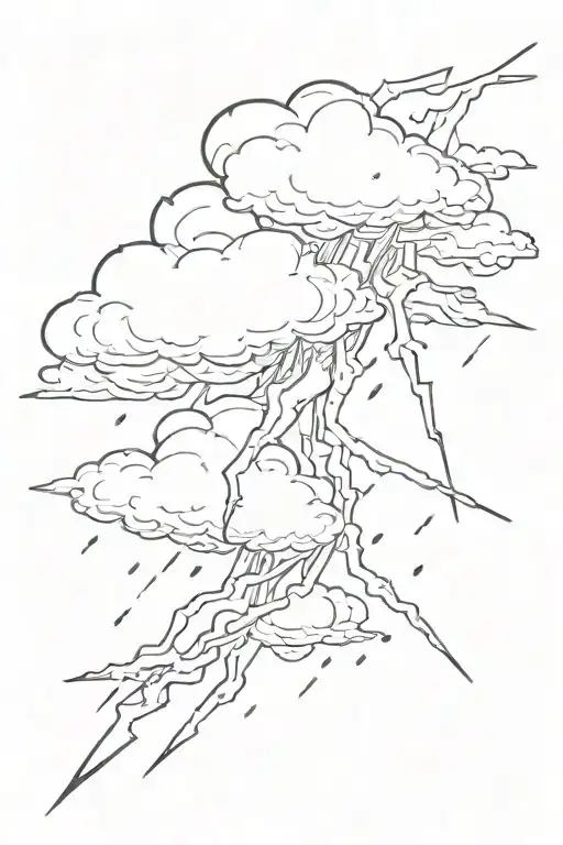 Lightning bolt and cloud storm tattoo design idea