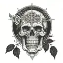 forearm tattoo using blackwork bold lines no shading style, the subject is memento mori, death and rebirth tattoo design idea