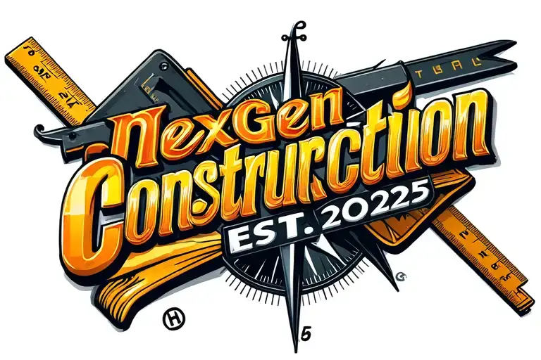 "NexGen Construction EST. 2025" Combine the NexGen Construction EST. 2025 logo with a compass and ruler, symbolizing precision and innovation in construction tattoo design idea